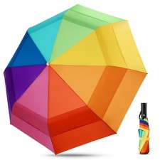 Rainbow Umbrella For Adults - Oversized 54inch Double Layer Windproof Extra L...