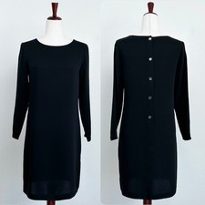 Theory Grainne 100 Silk Black Career Wear Mini Shift Dress