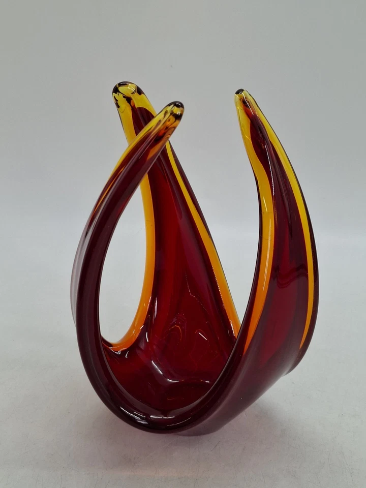 Murano Style Glass Sculpture. Red and Orange Flame style Vintage 23.5 cm - Image 2 of 4