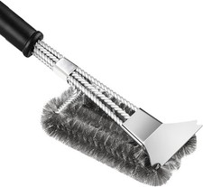 Grill Brush and Scraper with Deluxe Handle Wire Grill Brush BBQ Cleaning Brush