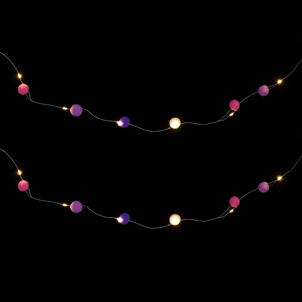 1 Set Cotton Ball String Light Woolen Ball Room Decor No Battery