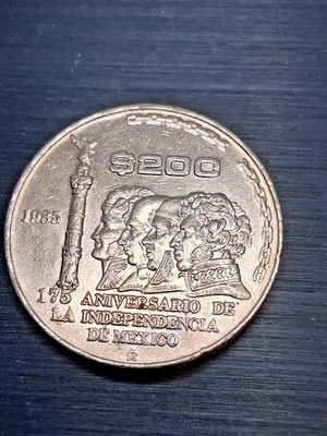 1985 Mexico: 200 Pesos Coin Commemorating 175 Anniversary Of Independence Mexico