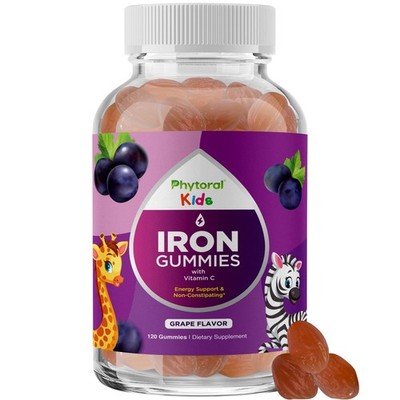 Iron Gummies with Vitamin C for Kids - Blood Builder Iron Supplements for Kid...