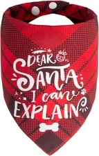 Christmas Dog Bandanas Funny Holiday Stocking Stuffers Pet Scarf Naughty & Nice 