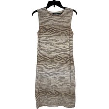Lauren Ralph Lauren Sweater Dress Women Medium Tan Cream Knit Sleeveless Midi J