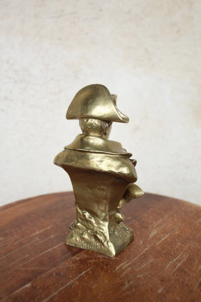 Sculpture XIXeme Buste Bronze Doré Empereur Napoléon Ier Empire Signé - Photo 4/4