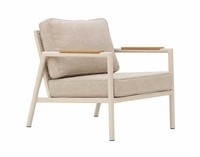 Moderner Loungesessel Beige Mit Holzarmlehnen Garten Terrasse