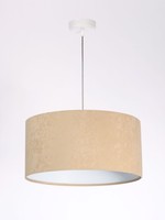 Stoff HäNgeleuchte Beige Weiß Velours Optik Rund Ø40Cm Aylmer Esszimmer Lampe