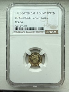 1912-Dated California Gold Persephone Round Token NGC MS