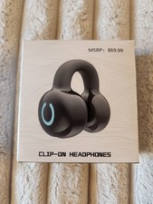 Clip-On Open-Ear Wireless Bluetooth Headphone Single Earbud Black Sport Run NEW