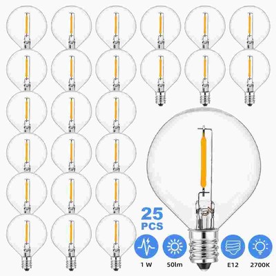 G40 Replacement LED Light Bulbs 25 Pack Globe Bulb fits E12 Screw Base Sockets