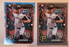 2024 Topps Holiday Paul Skenes Rookie Lot x2 Silver Glitter & Base Pirates RC SP