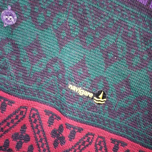 RARISSIMA VINTAGE POLO NAVIGARE FANTASIA CRAZY PATTERN TG M LOGO - Imagen 5 de 9
