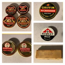 Shoe Polish National No.100 Lambs Wool Brush Kiwi Nugget Griffin Esquire Vintage