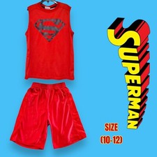 Superman Logo Red Shirt With Red Starter Shorts Set. Size 10/12