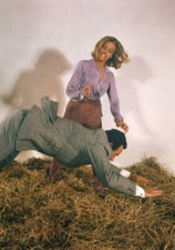 Honor Blackman throwing James Bond in hay barn for the 1964 film G- Old Photo