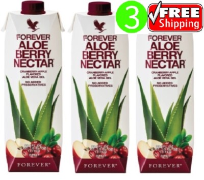 3 Bottles Forever Living Aloe Berry Nectar Gel Urinary Health Preservative Free 