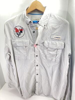 Magellan Fishing Shirt Men Size Medium Gray Boon Dock Saints Long Sleeve Vented