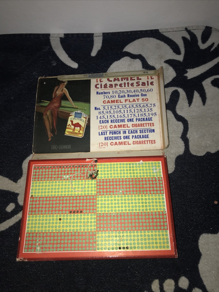 does game sell cigarettes Vintage 1920s Cigarette 1-Cent Punch Board Vtg Camel Cigarettes Turkish Domestic