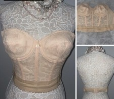 Corset Bustier Bra Vintage Backless 34C Jezebel Renee of Hollywood Underwire 34
