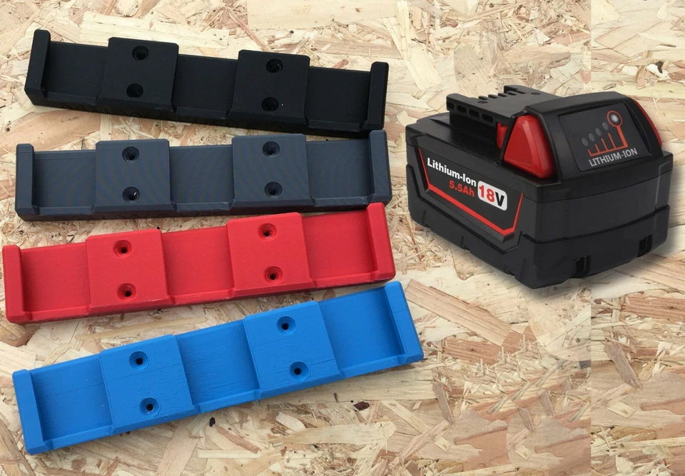 Triple Battery Wall Mount for Milwaukee M18 18v Batteries Battery Storage -Qty:1