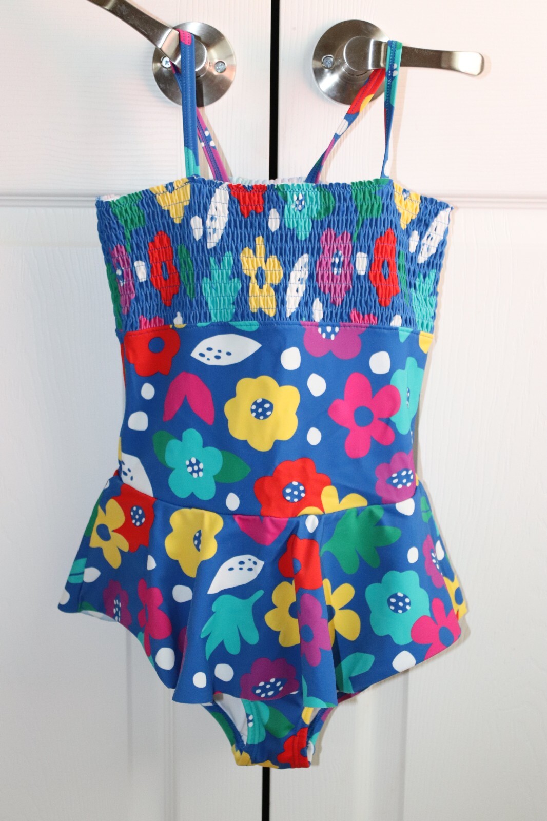 Hannah Anderson One Piece Blue Floral Smocked Us 180 130 Vguc Ebay