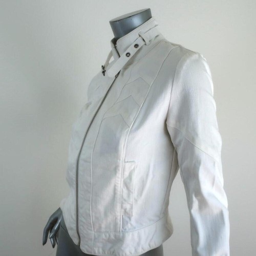 Diane von Furstenberg Moto Jacket Speedracer White Cotton Size 4 - Picture 3 of 9