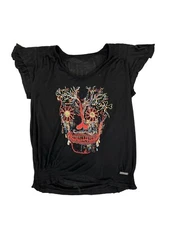 Vintage John Galliano Skull Embroidered Black Top Smocked Bottom Size Medium