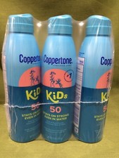 Coppertone Kids Sunscreen Spray SPF 50, Water Resistant Sunscreen for Kids 3 PK