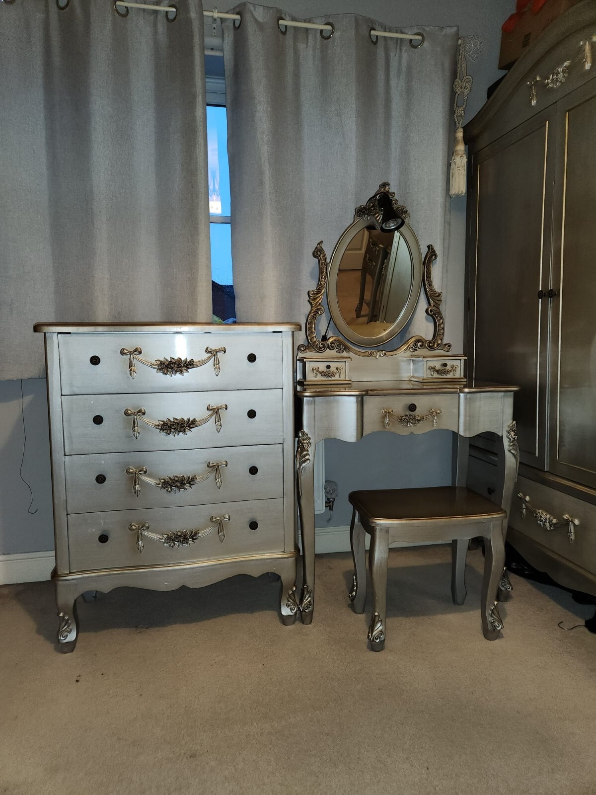 Toulouse Silver French Style Shabby Chic Bedroom Furniture eBay