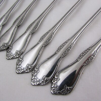 Oneida Wm A Rogers Deluxe stainless flatware Mansfield pattern 7 Iced Tea Spoons