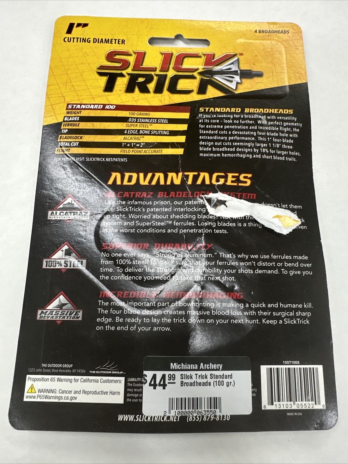 Slick Trick ST100S Standard 4Blade 100 Grain Fixed Broadheads OPEN