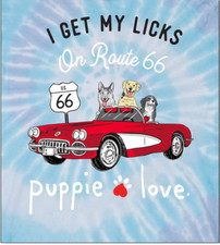 Puppie Love Long Sleeve Corvette  Tye Dye T-shirt - I Get My Licks on Route 66