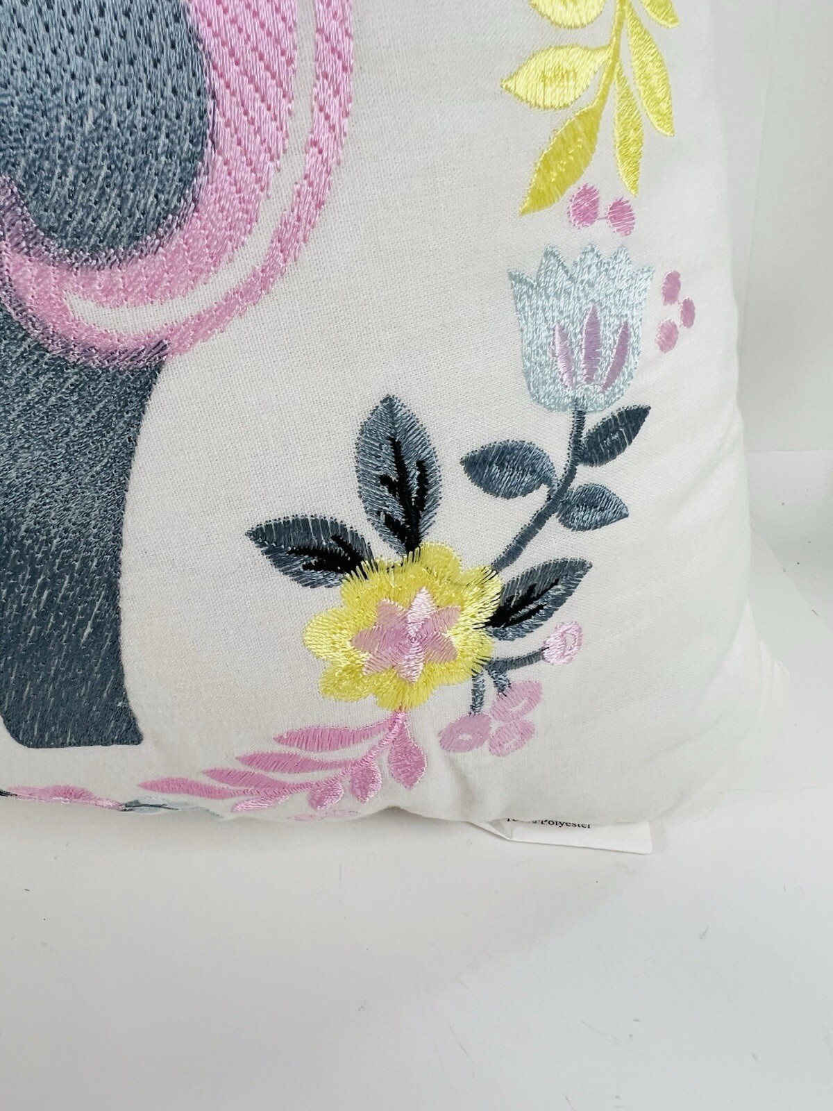 Urban Habitat Kids Child Girls Pink Gray Embroidered Unicorn Floral Pillow