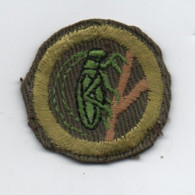 Insect Life Merit Badge, Type E Khaki Narrow Crimped (1947-60), Lt-use!