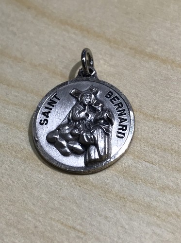 Catholic Saint Bernard 925 Sterling Silver Charm  Religious Medal Pendant
