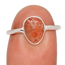 Natural Faceted Sunstone - Madagascar 925 Silver Ring Jewelry s.6.5 CR70248