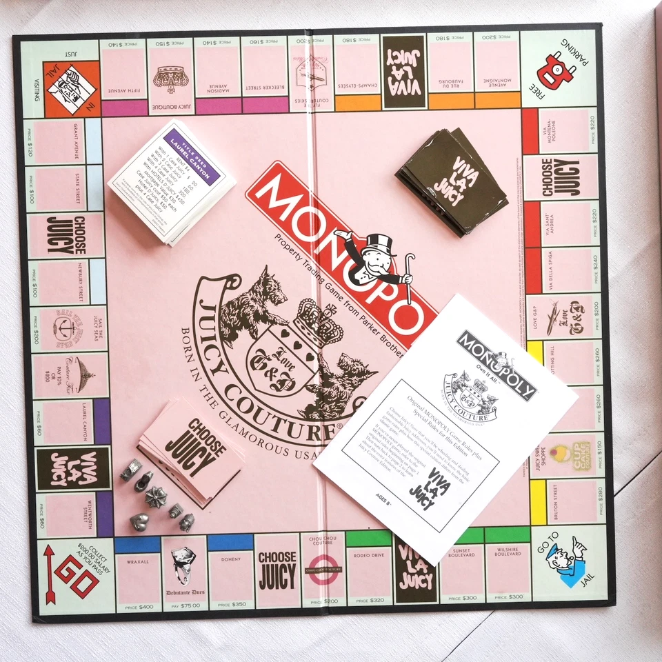 Monopoly Juicy Couture Edition Board Game Complete 2007 Luxury Tokens Hasbro - Image 3 of 4