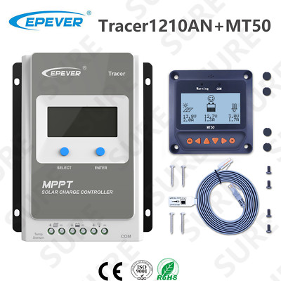 EPEVER Tracer 1210AN 10A MPPT Solar Charge Controller Regulator+ Remote MT50