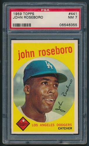 1959 Topps #441 John Roseboro LA Dodgers Set Break Sharp PSA 7 NM