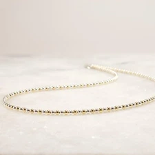 Mixed Metal Necklace, Gold and Silver Necklace, 3mm Beads, Gift for Her