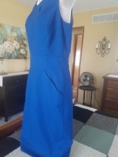 J Crew peacock teal blue wool lined dress size 4 EUC