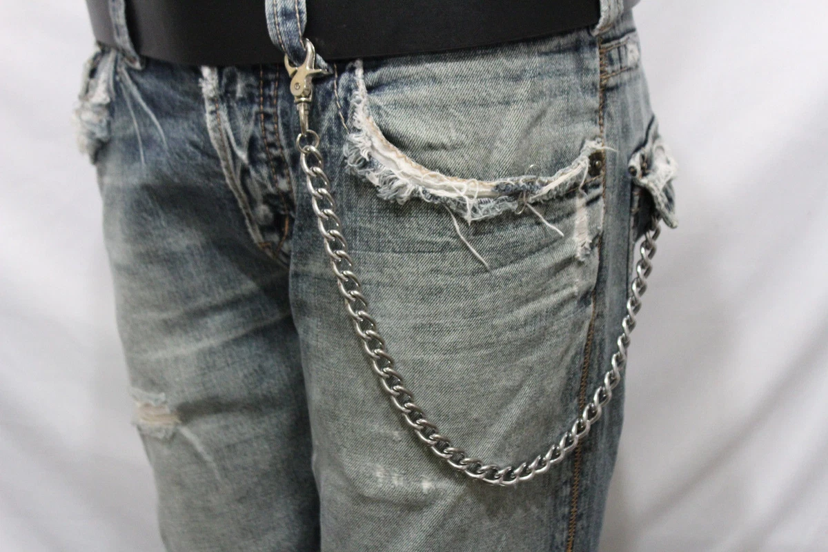 New Men Silver Metal Wallet Chains Thick Link KeyChain Jeans