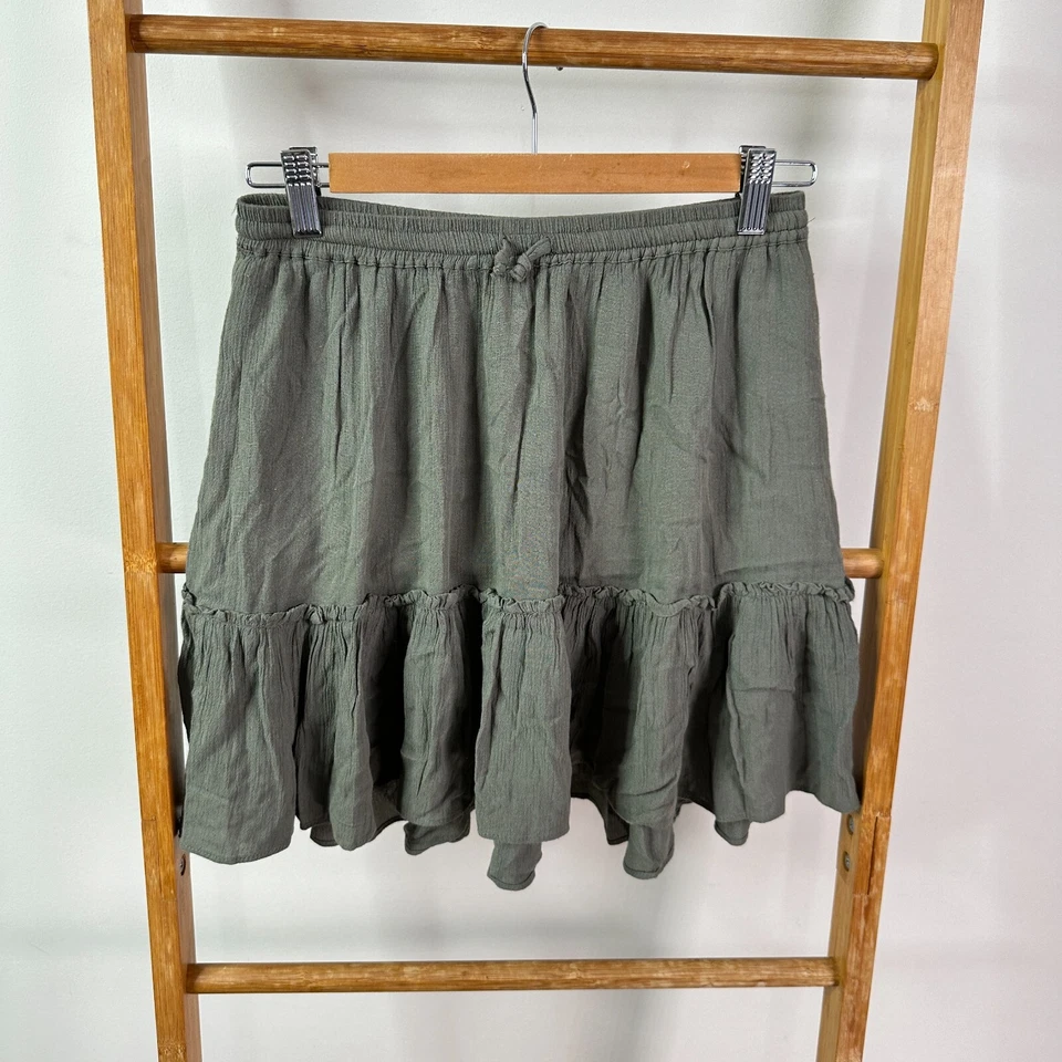 Decjuba Skirt Girls 12 Green Mid Rise Above The Knee Pleated Viscose A-Line