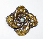 Antique Victorian Love Knot Genuine Fire Opal Cabachon Brooch, Pin