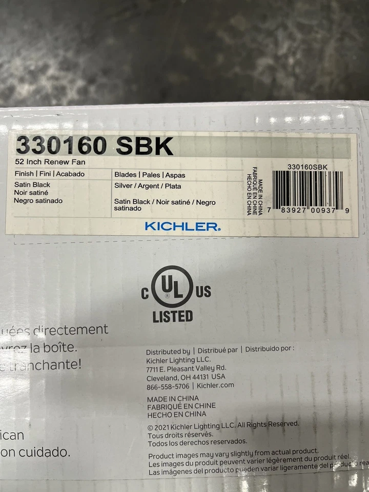 Kichler 330160SBK Renew 52 in. Indoor Satin Black Ceiling Fan with Pull Chain - Image 4 of 4