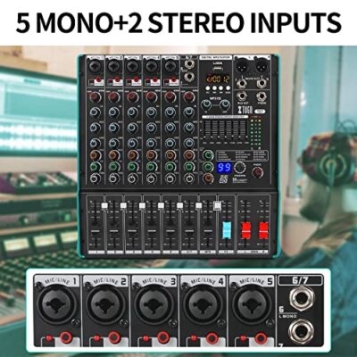 XTUGA TS7 7チャンネル アナログミキサー XTUGA TS7 Professional 7 Channel Audio Mixer with 99 DSP Effects,7