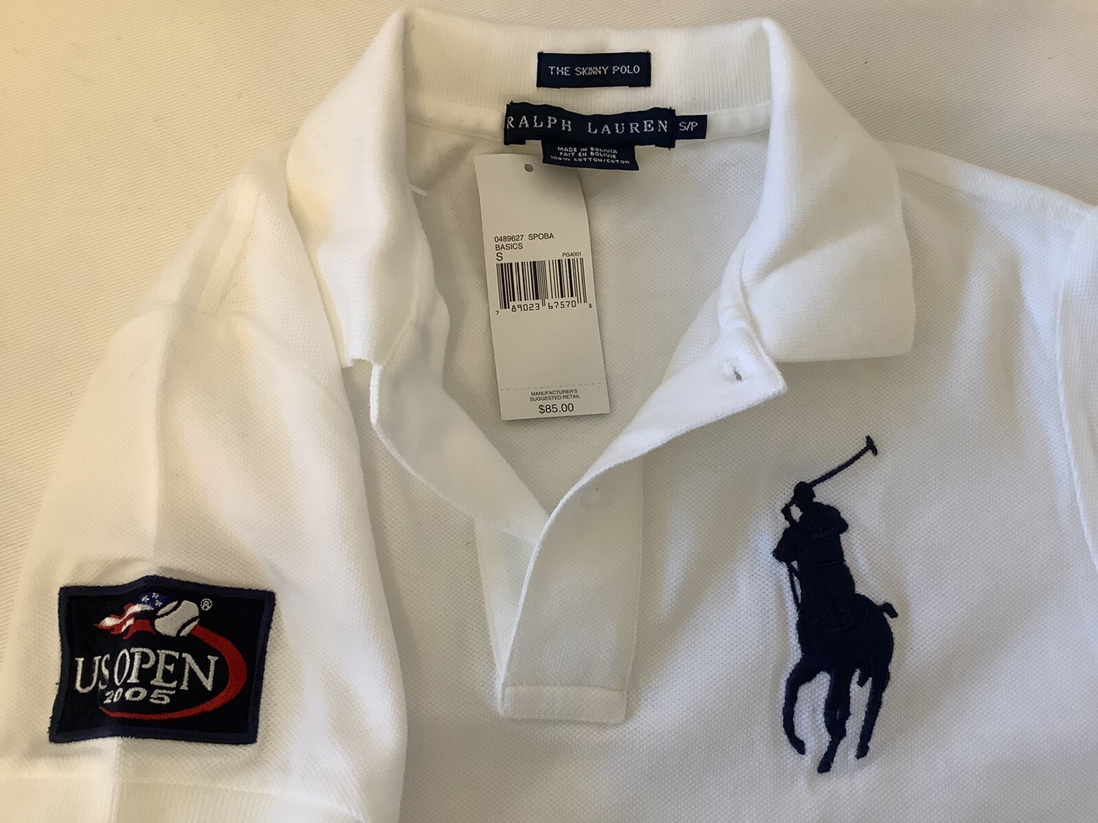 Ralph Lauren Polo US Open Tennis 2005 Women White Shirt Big Pony Sz S/P