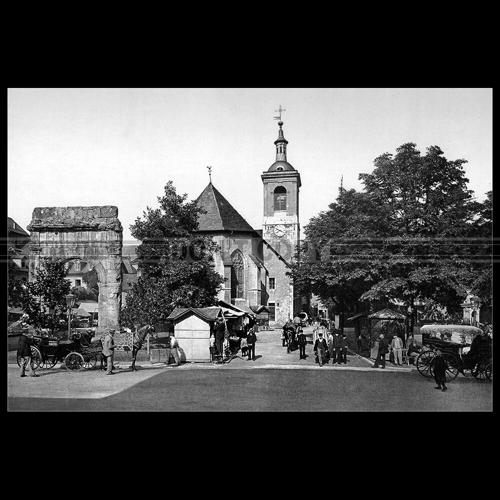 Photo L.000852 ROMAN ARCH OF CAMPANUS & CHURCH AIX-LES-BAINS 1895