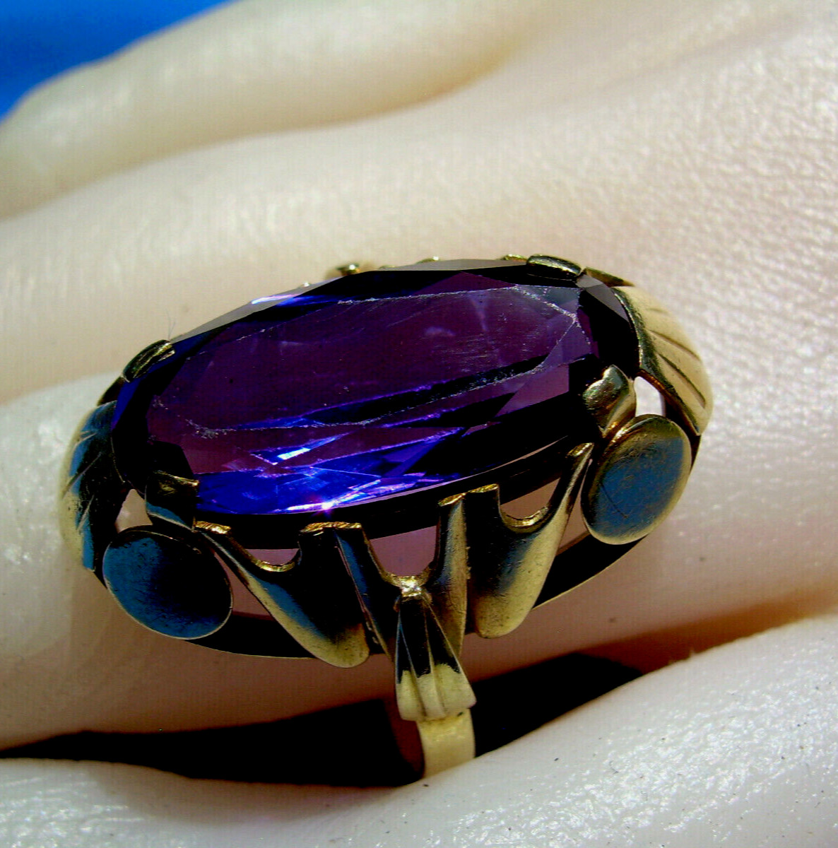 Amethyst Deco Engagement Statement Ring Vintage D… - image 7